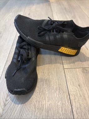 adidas MND Black Knit Sneakers with Gold Heel Accent